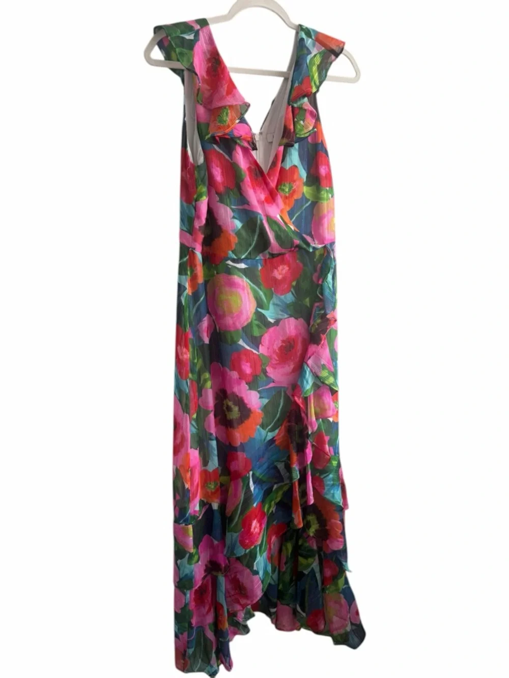 KENSIE Womens Sleeveless Ruffle Floral Maxi Faux Wrap Dress size 14 NWT - Picture 5 of 12